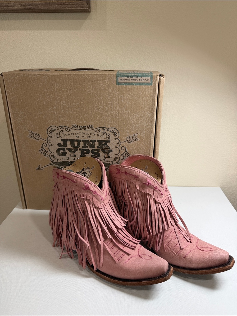 Junk Gypsy by Lane Pink Fringe Western Ankle Boots for Women